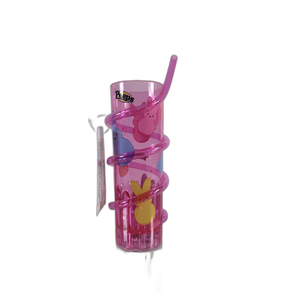 NEW Kids Peeps Cup With Straw Light Up Activated Push‎ Button Pink Bunnies Glows